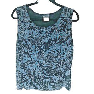 Citiknits Jacquard Slinky Travel Knit Tank Top Women's M‎ 41 Bust Black Gray